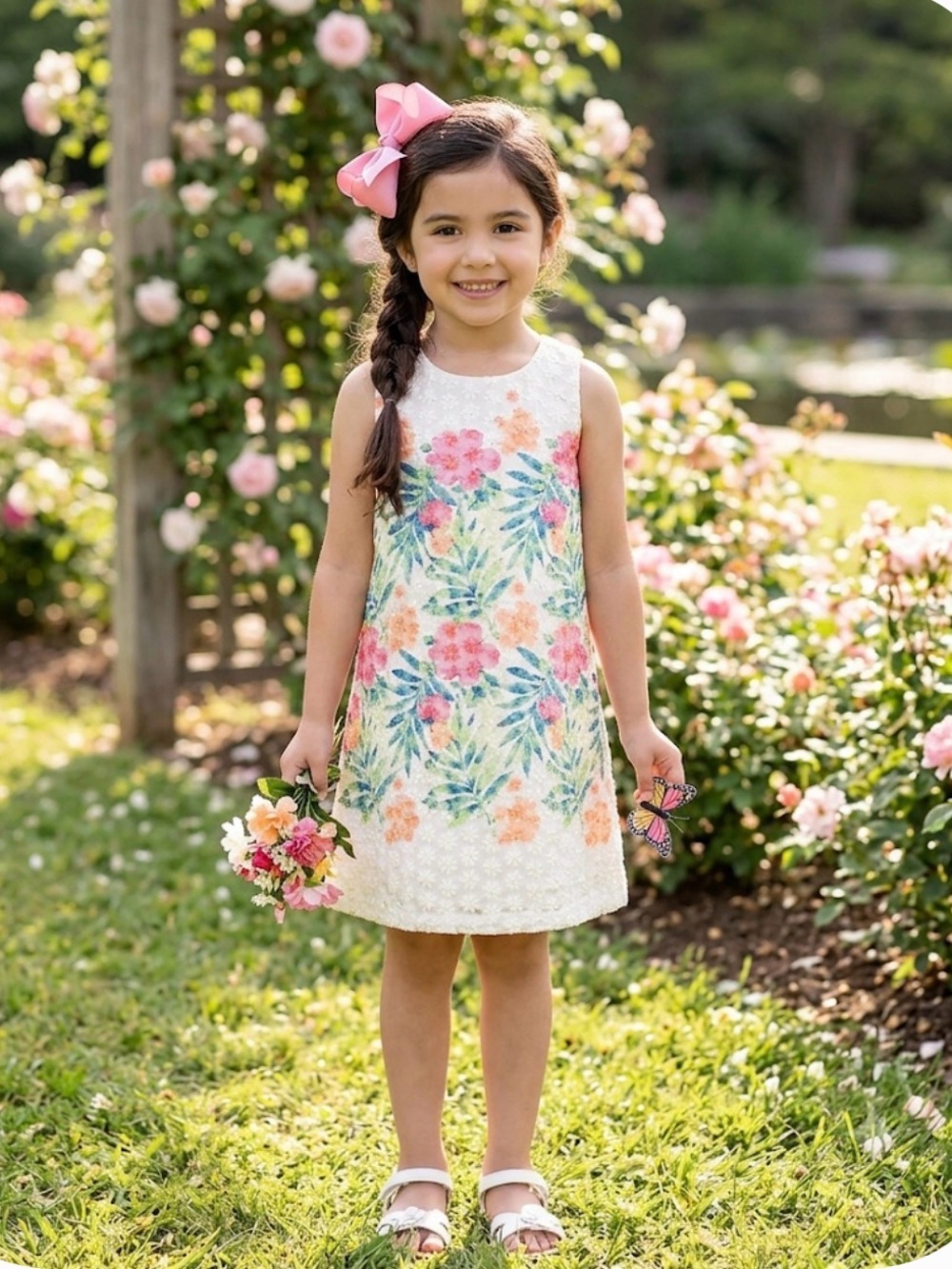 🌼Rare Editions white floral dress GUC size 6X